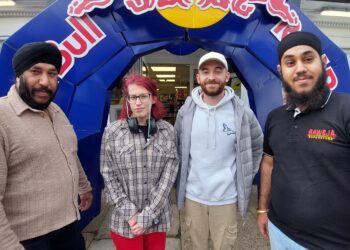 Amrik Baweja, Ash Mantel, former member of shop staff River Keohane and Kamal Baweja.