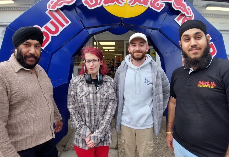 Amrik Baweja, Ash Mantel, former member of shop staff River Keohane and Kamal Baweja.