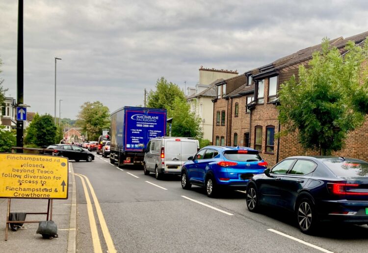 Traffic queues at Wokingham Station are a cause of frustration for residents and motorists. Picture: Emma Merchant