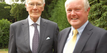 Clive Jones with Ming Campbell in the Wokingham MP?s back garden.