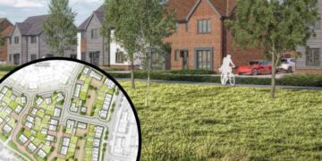 A CGI and site layout for Phase 4B of the Bucklers Park development in Crowthorne. Credit: Cala Homes