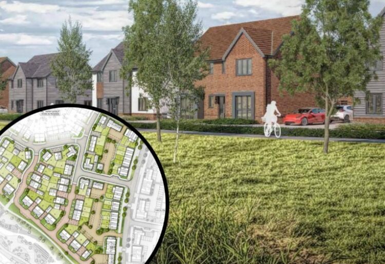 A CGI and site layout for Phase 4B of the Bucklers Park development in Crowthorne. Credit: Cala Homes