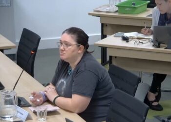 Councillor Jodie Watts (Labour, Harmans Water & Crown Wood) during the code of conduct panel hearing into a complaint about her conduct. Credit: Bracknell Forest Council / YouTube