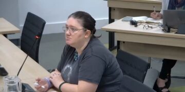 Councillor Jodie Watts (Labour, Harmans Water & Crown Wood) during the code of conduct panel hearing into a complaint about her conduct. Credit: Bracknell Forest Council / YouTube