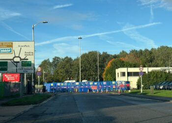 The road closure at Bennet Road in Whitley. Credit: James Aldridge, Local Democracy Reporting Service
