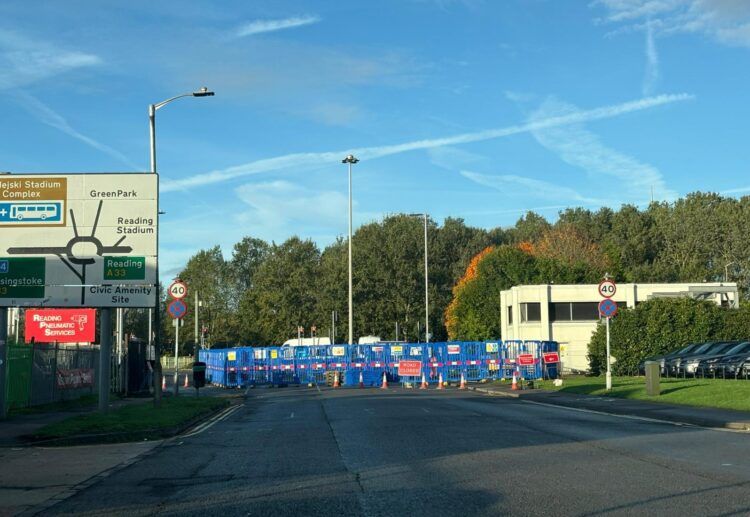 The road closure at Bennet Road in Whitley. Credit: James Aldridge, Local Democracy Reporting Service