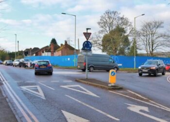 The junction of Molly Millars Lane and Finchampstead Road will be improved to support the South Wokingham Distributor Road. Credit: Wokingham Borough Council