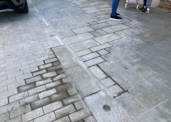 Paving slabs in Wokingham Market Place have been reinstated. Picture: Emma Merchant