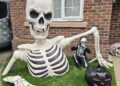 Brave Arthur isn't scared of Skelly and his spooky friend. Picture: Levi Lunnon