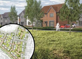 A CGI and site layout for Phase 4B of the Bucklers Park development in Crowthorne. Credit: Cala Homes