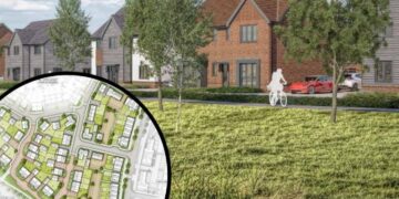 A CGI and site layout for Phase 4B of the Bucklers Park development in Crowthorne. Credit: Cala Homes