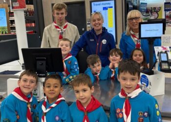 Louise Jedras with 4th Wokingham Beavers and leaders Rabbit and Woodpecker, at Tesco Wokingham. PIcture: 4th Wokingham Beavers