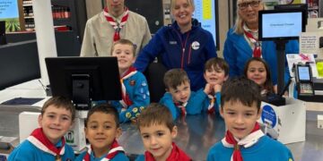 Louise Jedras with 4th Wokingham Beavers and leaders Rabbit and Woodpecker, at Tesco Wokingham. PIcture: 4th Wokingham Beavers