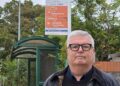 Councillor Greg Bello (Labour, Loddon) at a bus stop in Woodley. Credit: Earley and Woodley Labour Party
