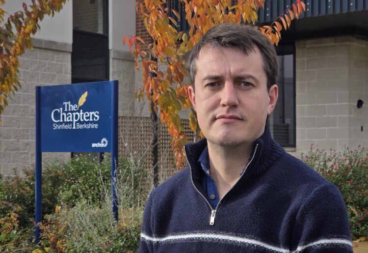 Councillor Andrew Gray (Labour, Abbey) outside The Chapters retirement home in Beke Avenue, Shinfield, that has been vacant for two years. Credit: Phil Creighton