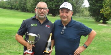 Graeme receiving the Masters trophy from fellow Scotsman, Club Captain, Pete Leckie.