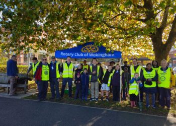 Rotary Club of Wokingham, 1st Wokingham Scouts, and Holt Copse Conservation volunteers have together planted 3,000 purple crocuses in Elms Field. Picture Wokingham Rotary Club