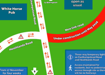 The junction of Easthampstead Road and Heathlands Road.