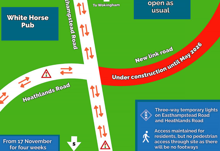 The junction of Easthampstead Road and Heathlands Road.