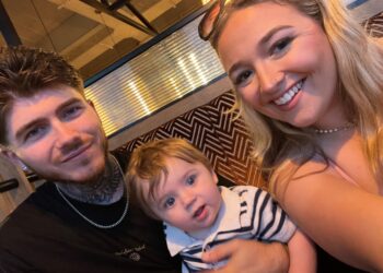 Livvy Cook and Shamen Goswell with their son, who is 11 months old. Livvy and her son live in Frensham Green, Shinfield, which is managed by Wokingham Borough Council. Credit: Livvy Cook