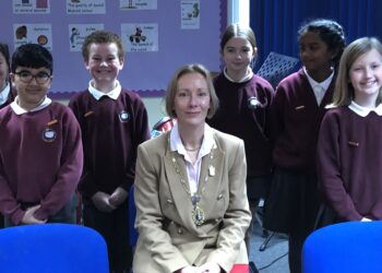 Pupils at St Paul's CofE Junior School were fascinated by the role of Wokingham Town Mayor, when Cllr Louise Tijmlin visited them to explain her duties. Picture: St Paul's Junior