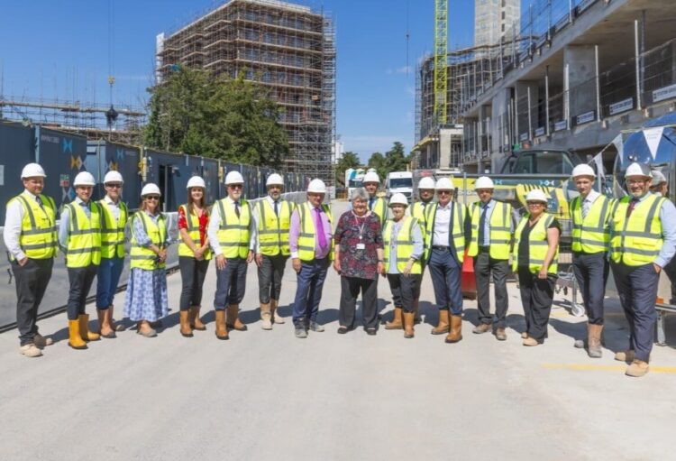 The topping out ceremony by Weston Homes for its development of 349 build-to-rent apartments at Bracknell Beeches in July 2025. Credit: Weston Homes