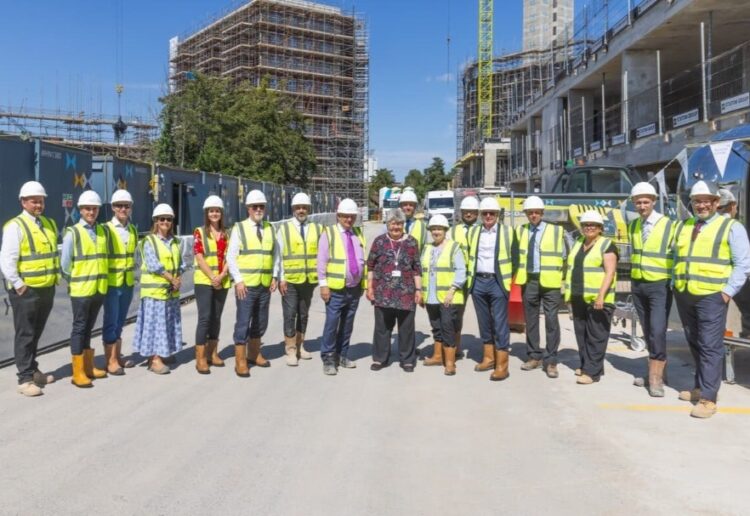 The topping out ceremony by Weston Homes for its development of 349 build-to-rent apartments at Bracknell Beeches in July 2025. Credit: Weston Homes