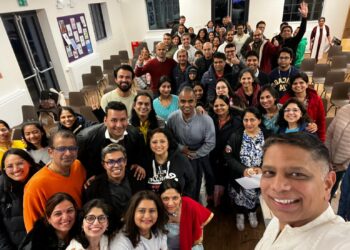 Raj Wagh, councillor Raj Singh (Conservative, Kentwood) and other attendees at the Berkshire Meditates event as part of a worldwide meditation ceremony. Credit: Raj Wagh