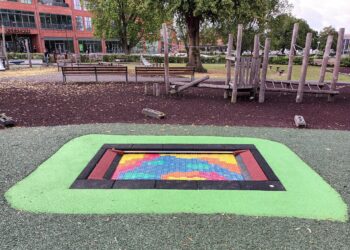 The new trampoline at Elms Field is fully accessible. Picture courtesy of Wokingham Town Council