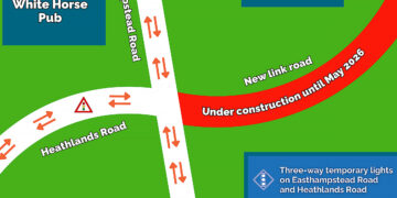 The junction of Easthampstead Road and Heathlands Road.