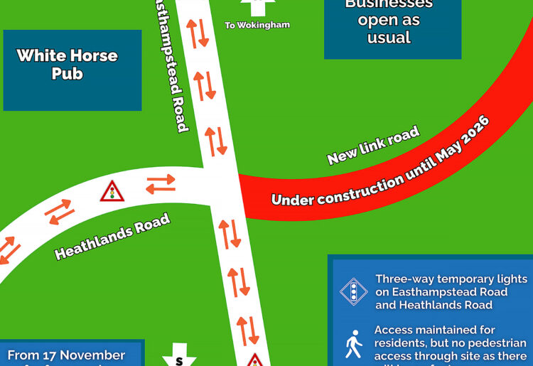 The junction of Easthampstead Road and Heathlands Road.