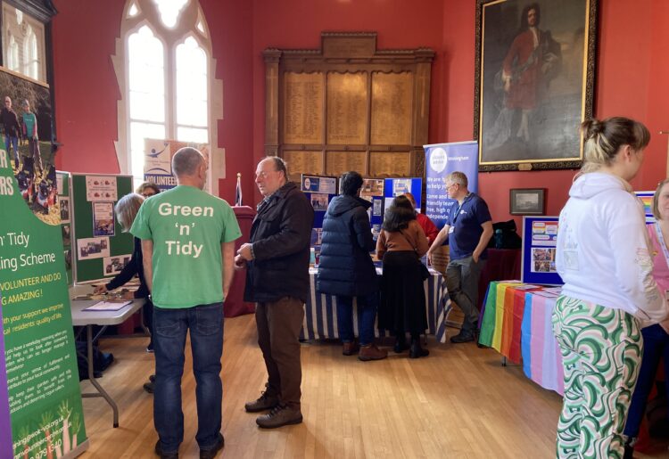 With just 10 minutes until the end of the event, there were still plenty of people in Wokingham Town Hall at the Volunteer Fair. Picture: Emma Merchant