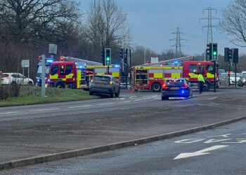 Emergency services are responding to a road incident at Showcase Roundabout in Winnersh. Picture: Callum Ahmed