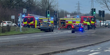 Emergency services are responding to a road incident at Showcase Roundabout in Winnersh.