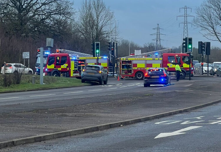 Emergency services are responding to a road incident at Showcase Roundabout in Winnersh. Picture: Callum Ahmed