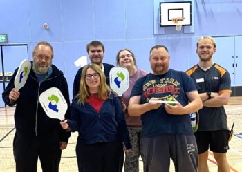 Members of CLASP will be cheering on their fitness teacher James McBride (r) when he takes part in the Wokingham Half Marathon in February. Picture: CLASP