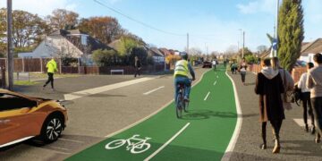 A CGI of the proposed 'active travel route' in Woodlands Avenue, Woodley. Credit: Wokingham Borough Council