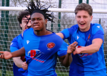 Jaden Odama celebrates his late goal. Pic: Andrew Batt.