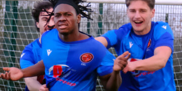 Jaden Odama celebrates his late goal. Pic: Andrew Batt.
