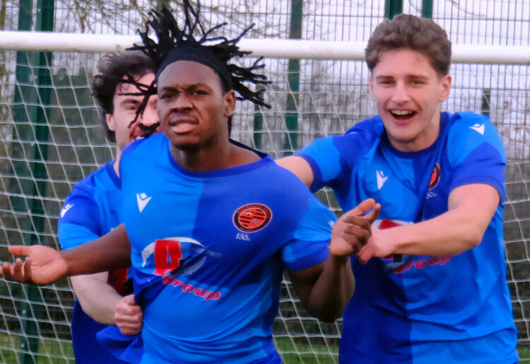 Jaden Odama celebrates his late goal. Pic: Andrew Batt.