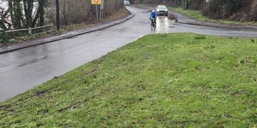 A bicycle tat Finchampstead Memorial Cross junction.