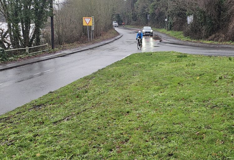 A bicycle tat Finchampstead Memorial Cross junction.