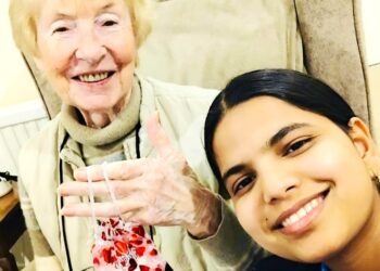 Maeve Kennedy customer & Anjali Anjali (carer). Picture: Bluebird Care