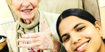 Maeve Kennedy customer & Anjali Anjali (carer). Picture: Bluebird Care