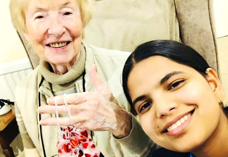 Maeve Kennedy customer & Anjali Anjali (carer). Picture: Bluebird Care