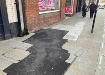 The pavement in Market Pl\ce. Pic: Emma Merchant.