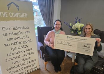 A cheque from West Oak Care Home will help The Cowshed to make a difference to its clients. Picture: Barchester Health Care