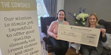 A cheque from West Oak Care Home will help The Cowshed to make a difference to its clients. Picture: Barchester Health Care
