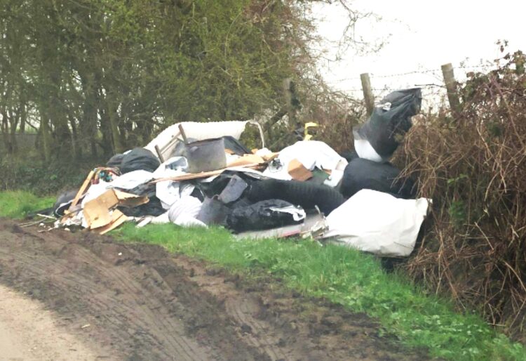 Two fly-tips in Warfield already this month, have included roofing materials dumped in Wellers Lane. Picture: Bracknell Forest Council