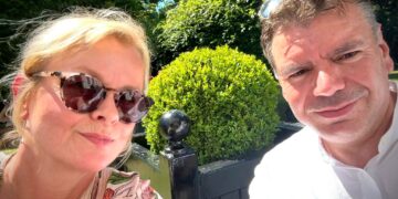 Reading residents, Asia musician John Mitchell and best friend Sarah Ewing, are relieved to have escaped from a Dubai warzone. picture: Sarah Ewing